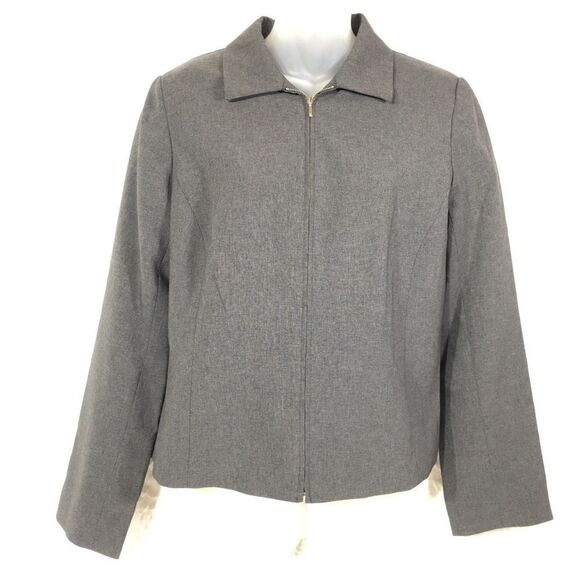 New York & company NWT NEW blazer jacket coat grey gray sz 10 zip front collar - Picture 4 of 14